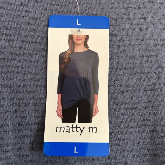 Matty M Twist Front Knit Tunic Top, Denim, Size L, NWT - Picture 7 of 8